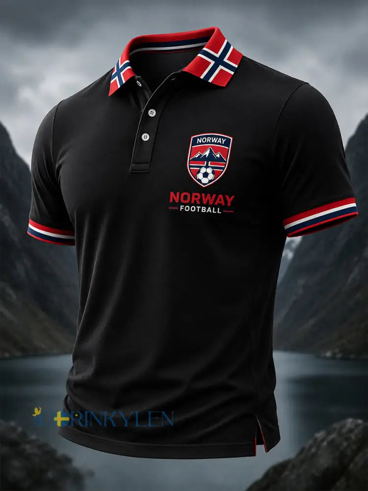 Retro norsk fotbollsfan-art-print avslappnad pikétröja - A / S
