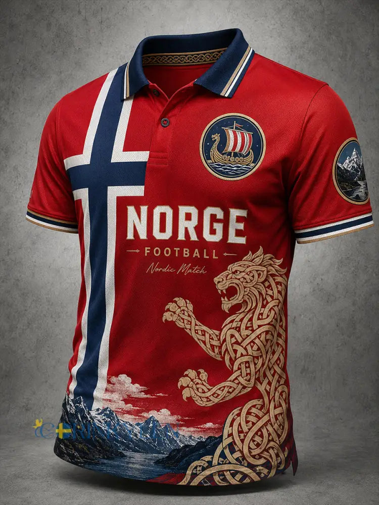 Retro norsk fotbollsfan-art-print avslappnad pikétröja - A / S