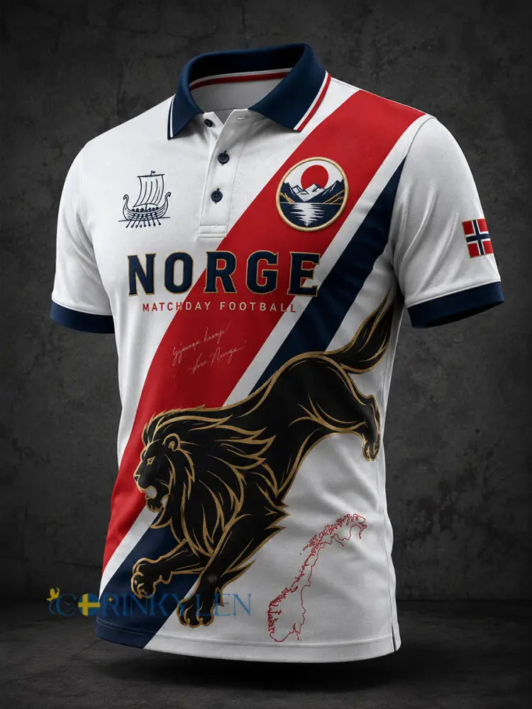 Retro norsk fotbollsfan-art-print avslappnad pikétröja - A / S
