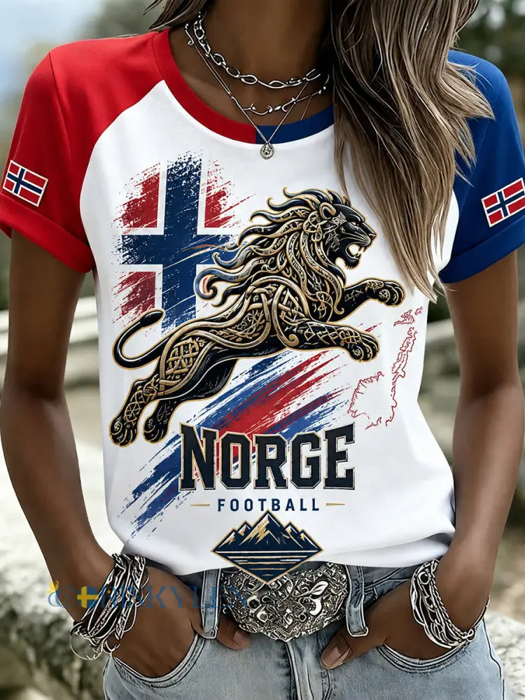 Retro norsk fotbollsfanart-print avslappnad t-shirt - A / S