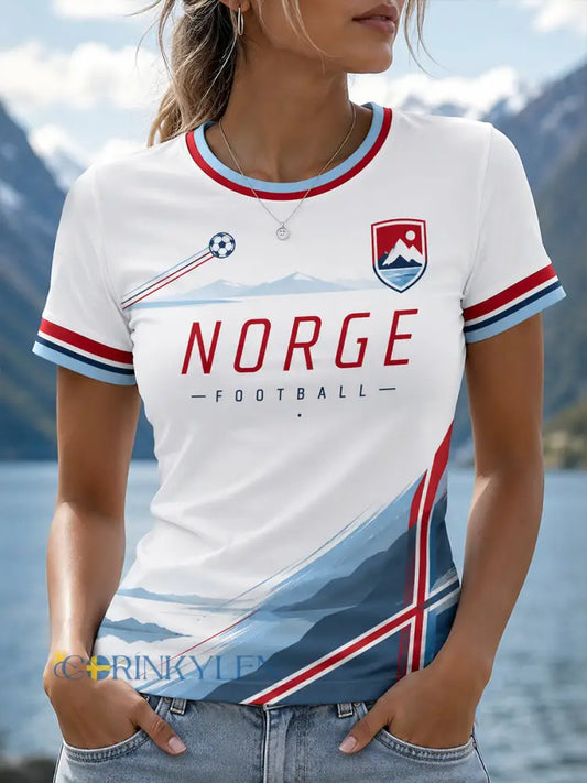 Retro norsk fotbollsfanart-print avslappnad t-shirt - A / S