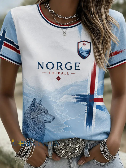Retro norsk fotbollsfanart-print avslappnad t-shirt - A / S