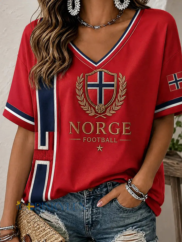 Retro norsk fotbollsfanart-print avslappnad t-shirt - A / S