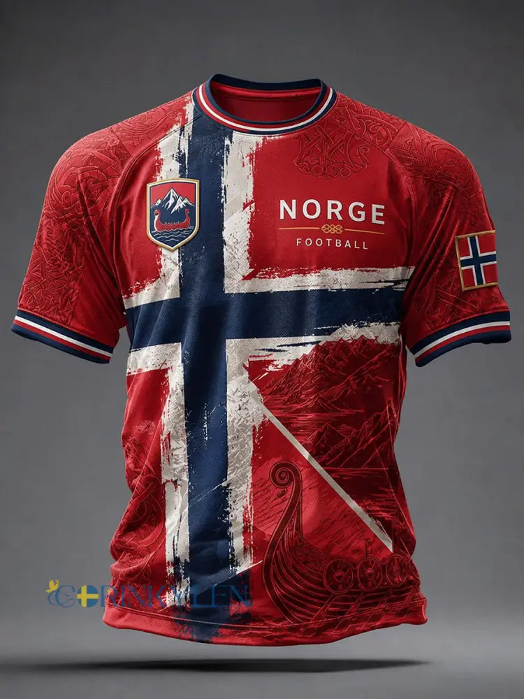 Retro norsk fotbollsfanart-print avslappnad t-shirt - A / S