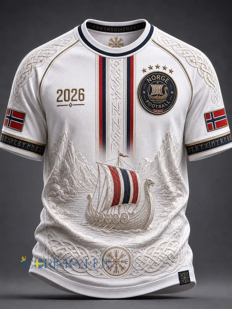Retro norsk fotbollsfanart-print avslappnad t-shirt - A / S