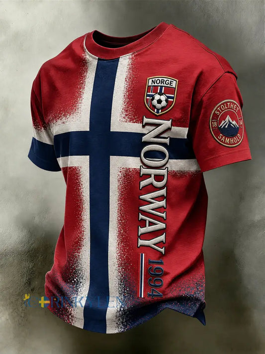 Retro norsk fotbollsfanart-print avslappnad t-shirt - A / S