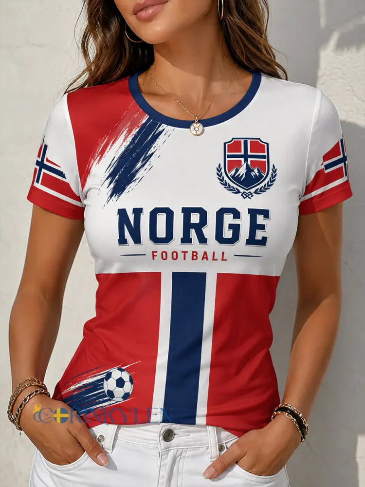 Retro norsk fotbollsfanart-print avslappnad tröja - A / S