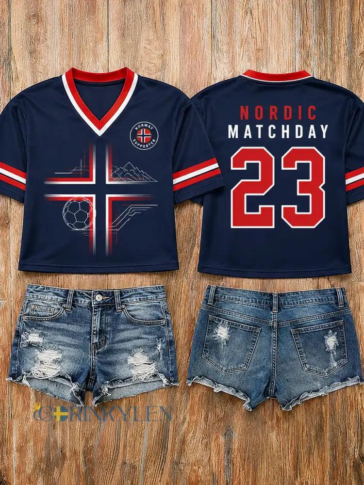Retro norsk fotbollsfanart-print avslappnad tröja - A / S
