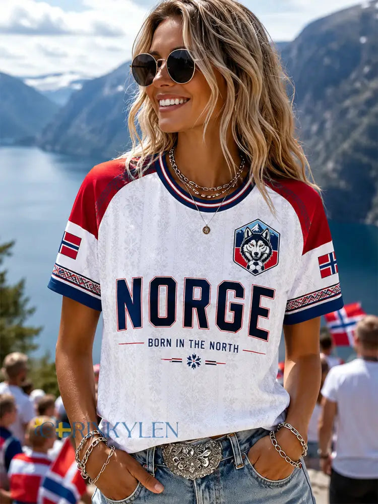 Retro norsk fotbollsfanart-print avslappnad tröja - A / S