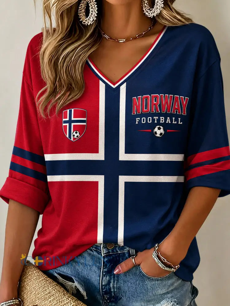 Retro norsk fotbollsfanart-print avslappnad tröja - A / S