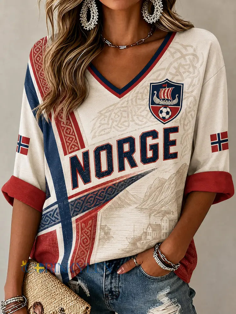 Retro norsk fotbollsfanart-print avslappnad tröja - A / S