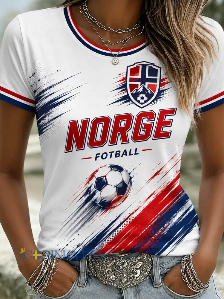 Retro norsk fotbollsfanart-print avslappnad tröja - A / S