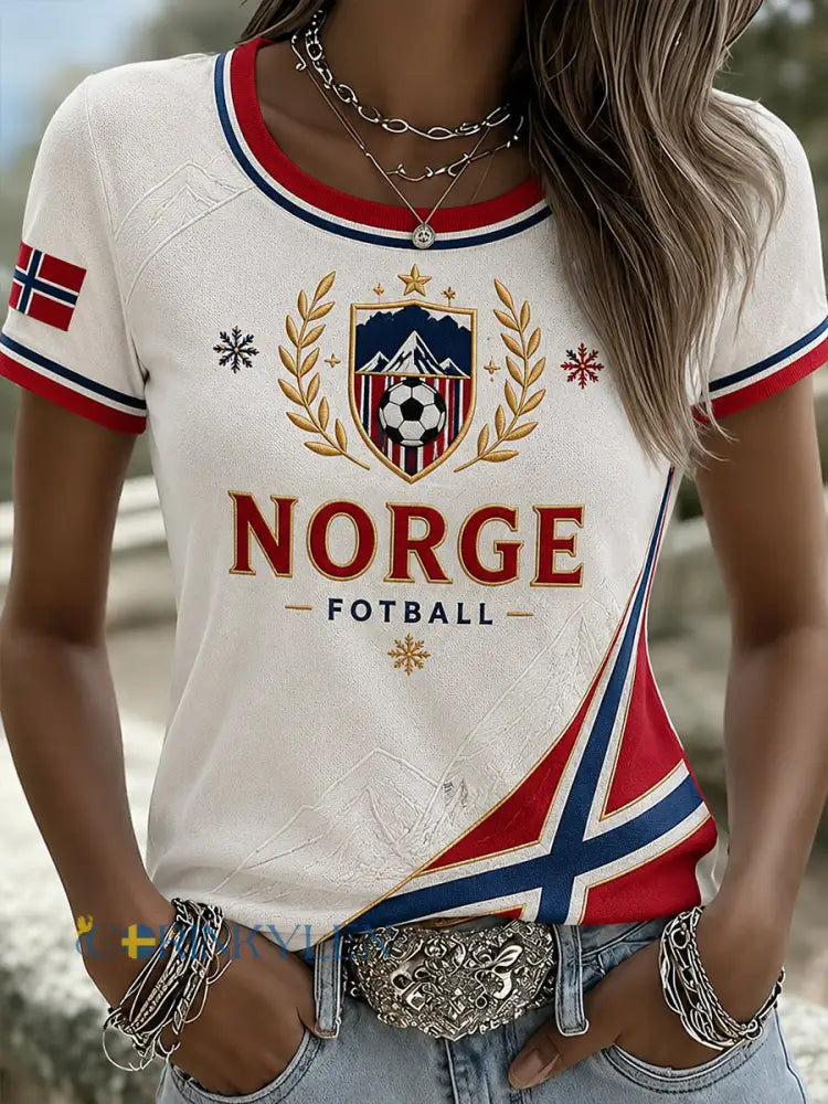 Retro norsk fotbollsfanart-print avslappnad tröja - A / S