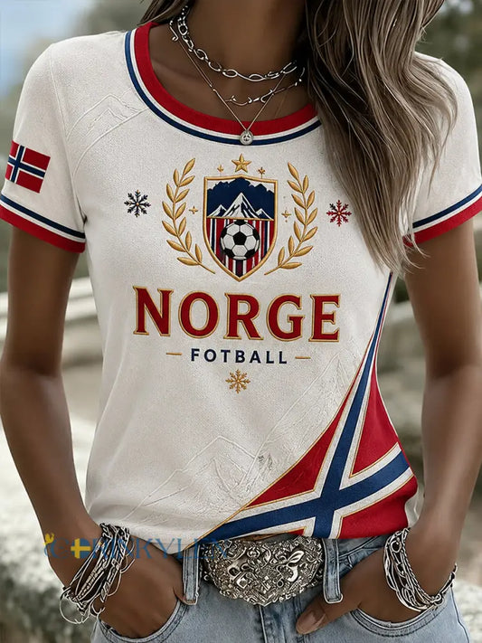 Retro norsk fotbollsfanart-print avslappnad tröja - A / S