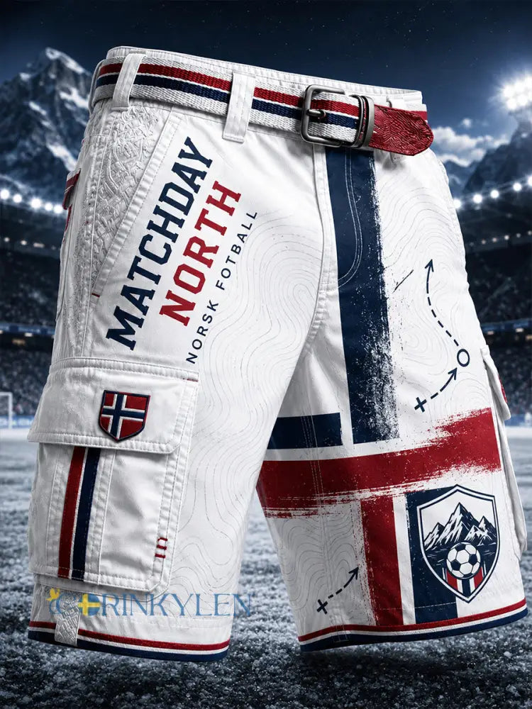 Retro norsk fotbollsfanart-print avslappnade shorts - A / M
