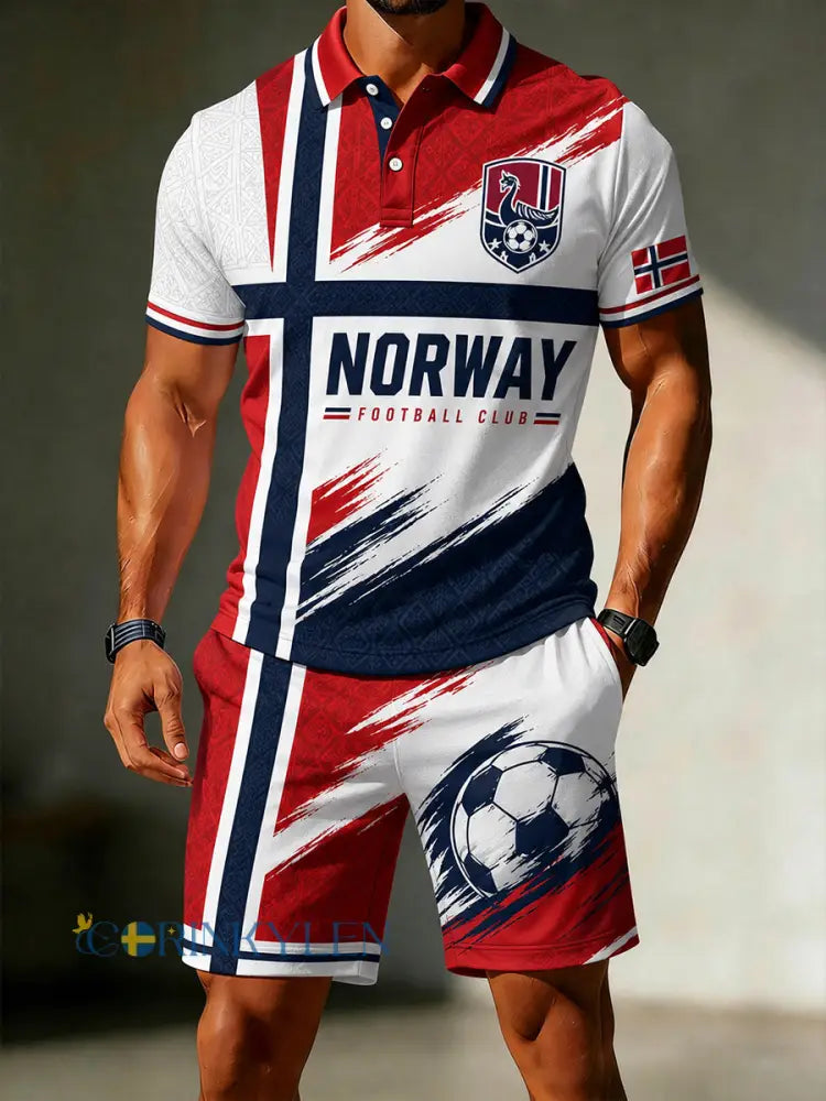 Retro norsk fotbollsfanart-print avslappnat polotröjset