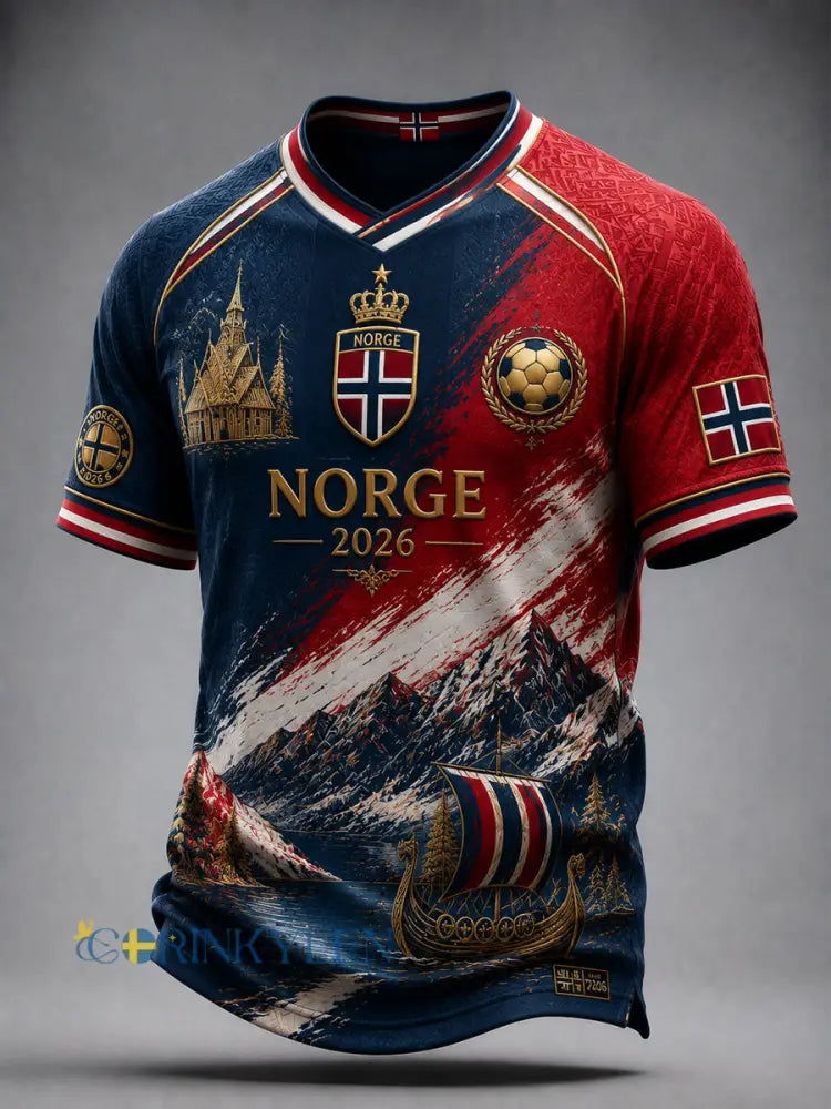 Retro norsk fotbollsklassisk konst t-shirt - som bild / S