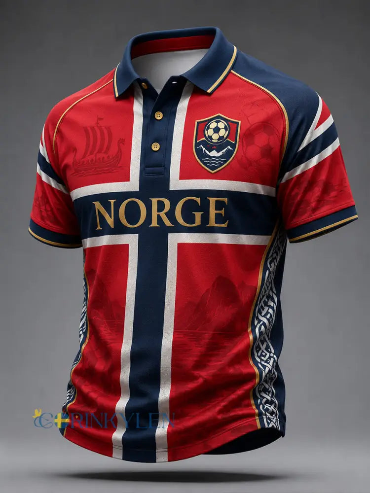 Retro norsk fotbollssupporterstil nordisk konsttryck avslappnad pikétröja - A / S
