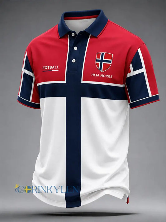 Retro norsk fotbollssupporterstil nordisk konsttryck avslappnad pikétröja - A / S