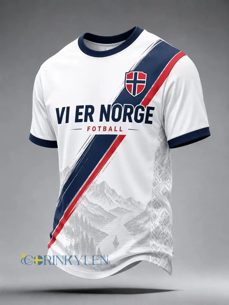 Retro norsk fotbollssupporterstil nordisk konsttryck avslappnad t-shirt - A / S
