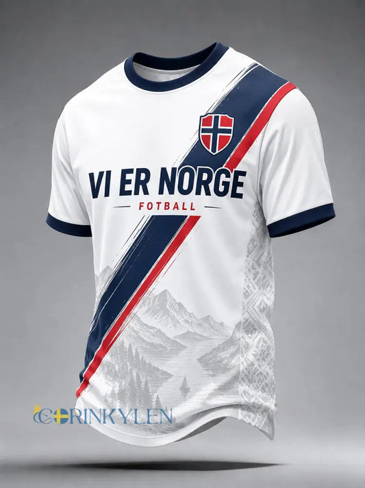 Retro norsk fotbollssupporterstil nordisk konsttryck avslappnad t-shirt - A / S