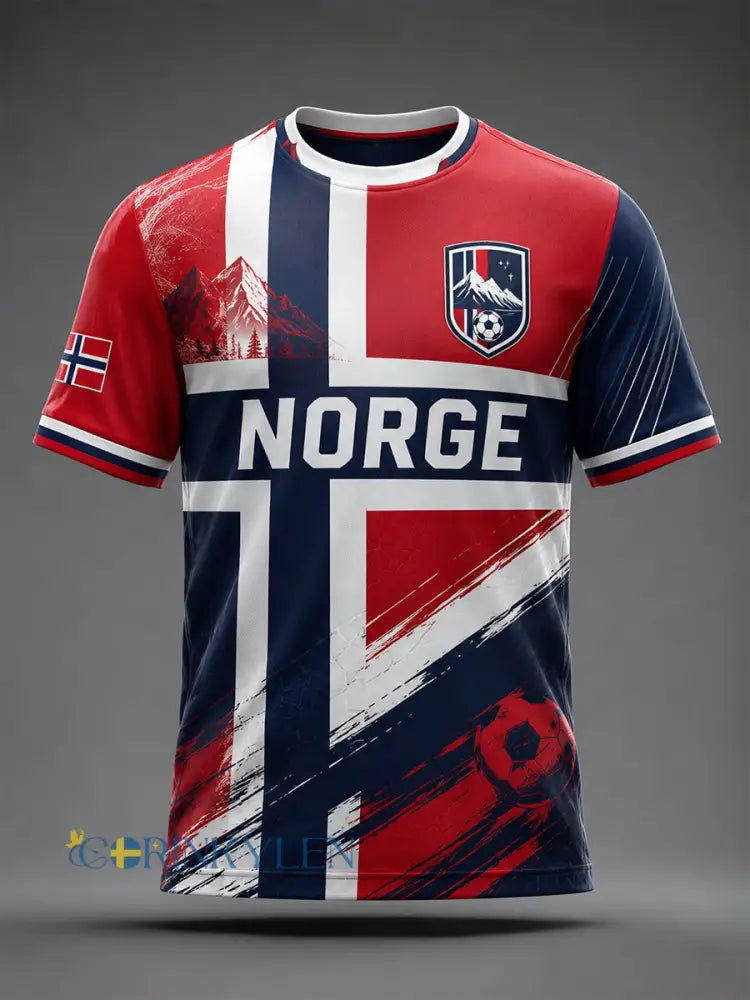 Retro norsk fotbollssupporterstil nordisk konsttryck avslappnad t-shirt - A / S
