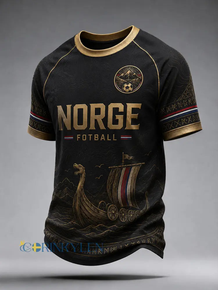 Retro norsk fotbollssupporterstil nordisk konsttryck avslappnad t-shirt - A / S