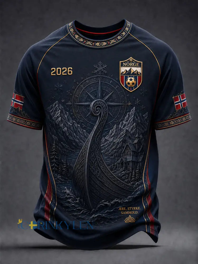Retro norsk klassisk konst avslappnad t-shirt - som bild / S
