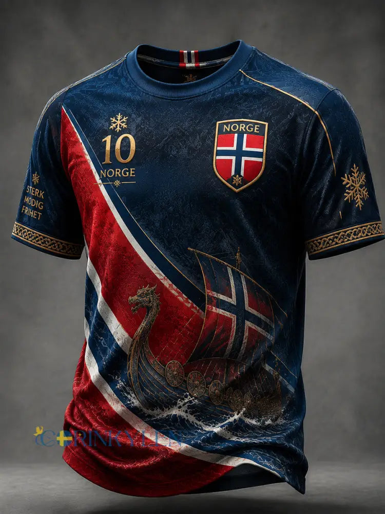 Retro norsk konst avslappnad t-shirt - som bild / S