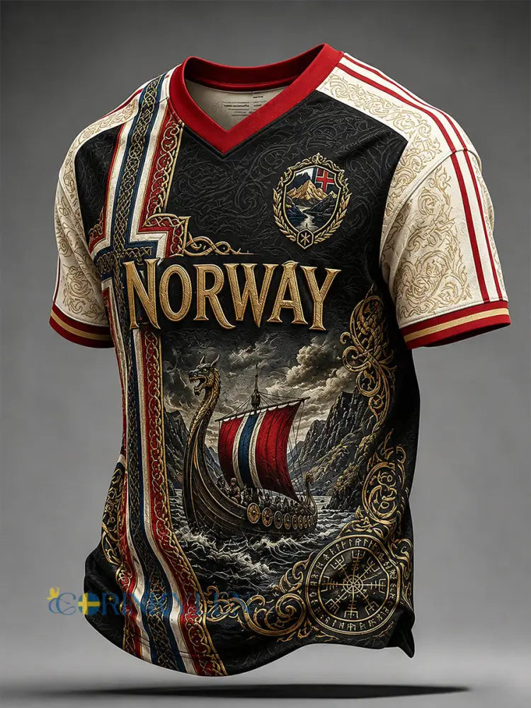 Retro norsk konsttryck avslappnad t-shirt - A / S