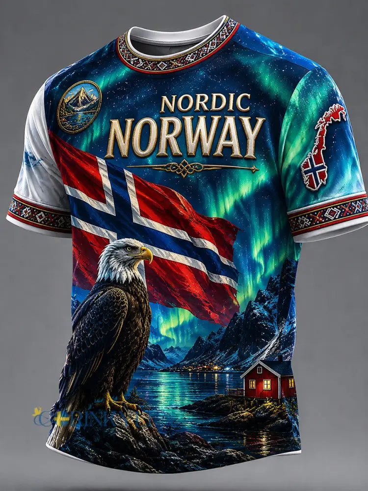 Retro norsk konsttryck avslappnad t-shirt - A / S