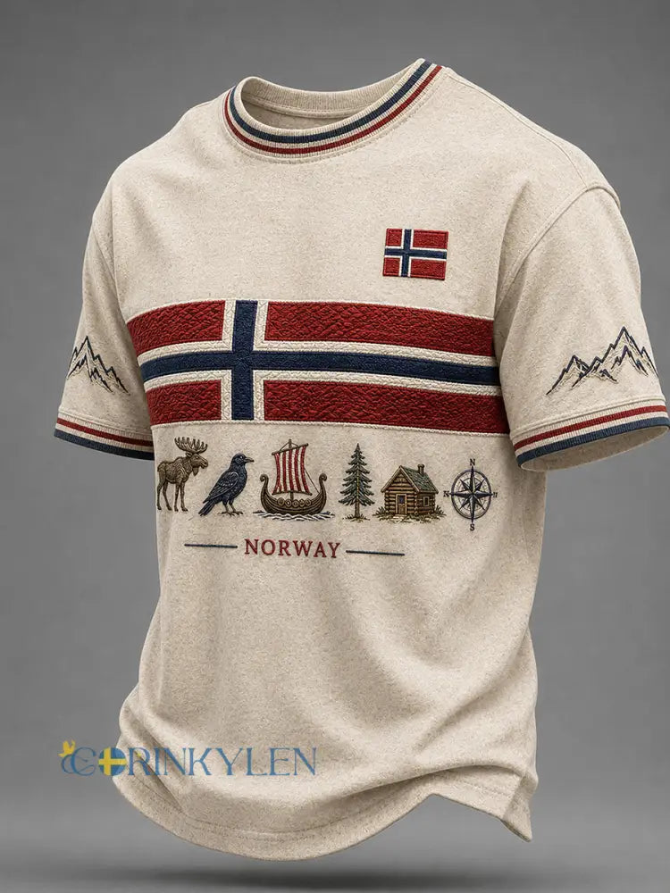 Retro norsk konsttryck avslappnad t-shirt - A / S