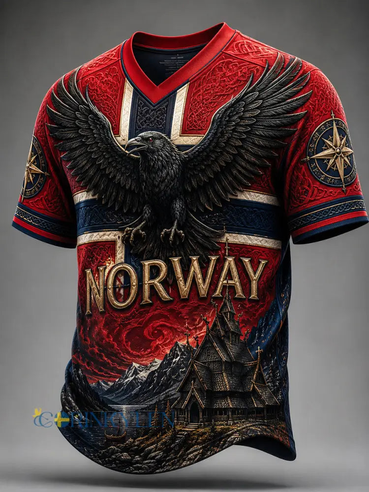 Retro norsk konsttryck avslappnad t-shirt - A / S