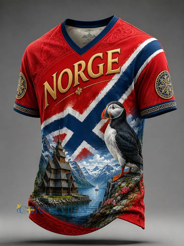 Retro norsk konsttryck avslappnad t-shirt - A / S
