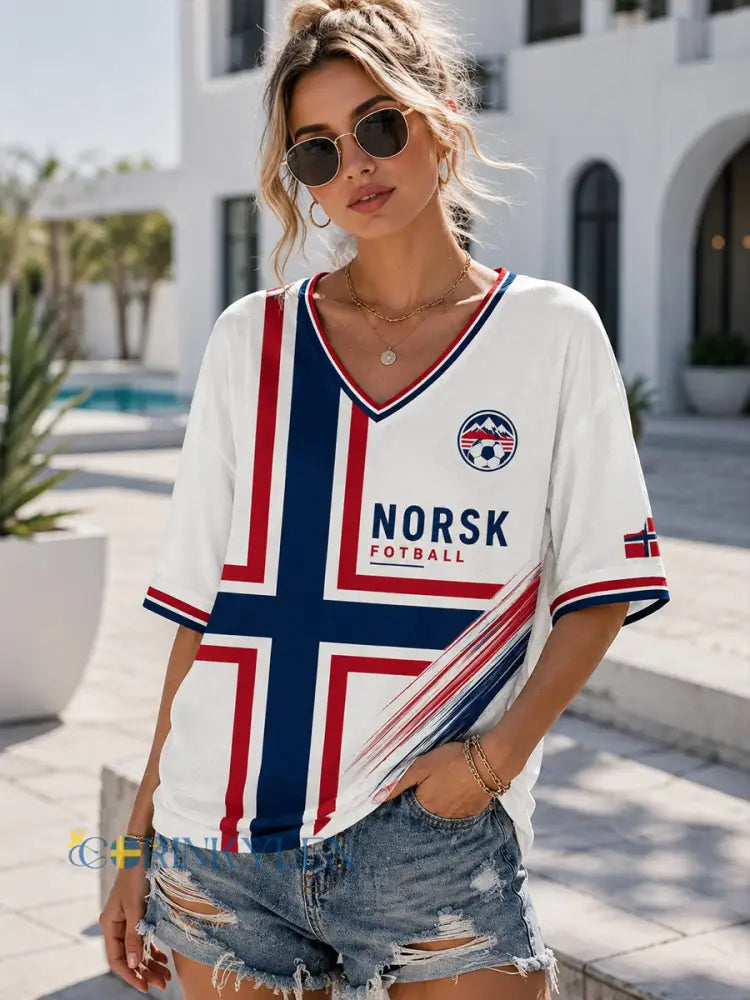 Retro norsk nordisk fotbollsfanart-print avslappnad topp - A / S