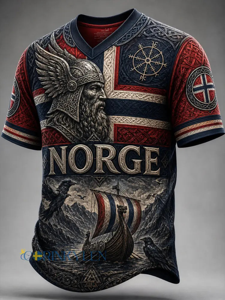 Retro norsk viking keltisk korv t-shirt för vardagsbruk - som bild / S