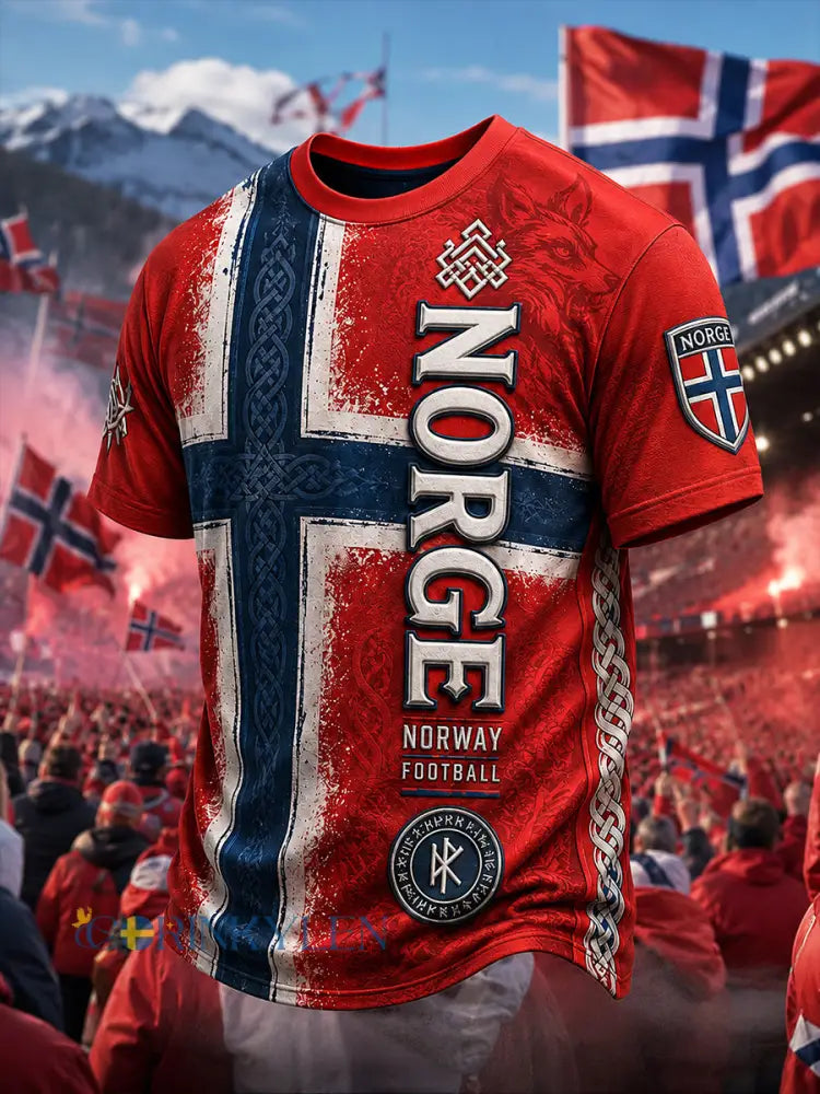 Retro norsk viking nordisk stil konsttryck avslappnad t-shirt - A / S