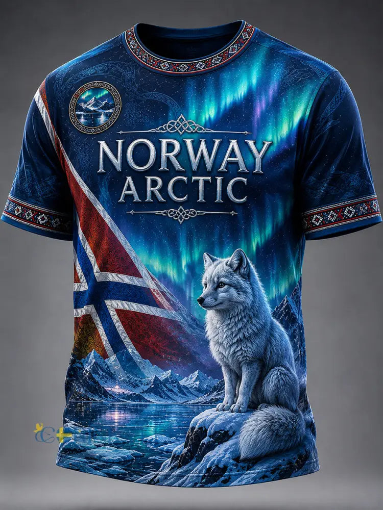 Retro norsk viking–skandinavisk–nordisk stil grafisk avslappnad t-shirt - A / S