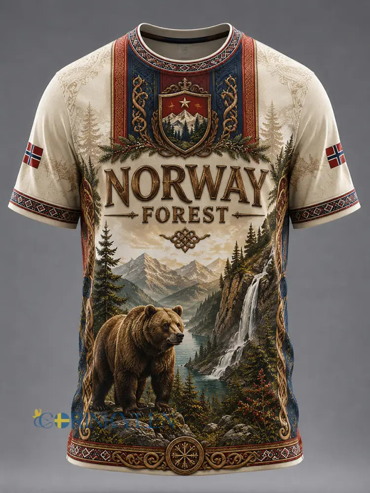 Retro norsk viking–skandinavisk–nordisk stil grafisk avslappnad t-shirt - A / S