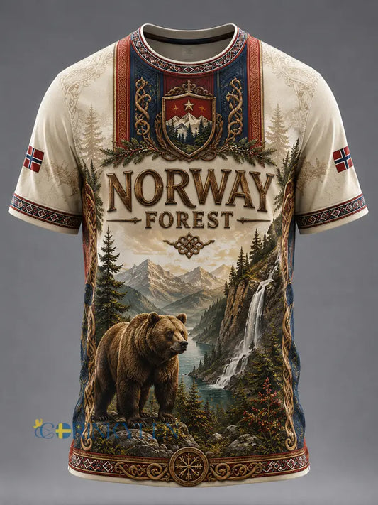 Retro norsk viking–skandinavisk–nordisk stil grafisk avslappnad t-shirt - A / S