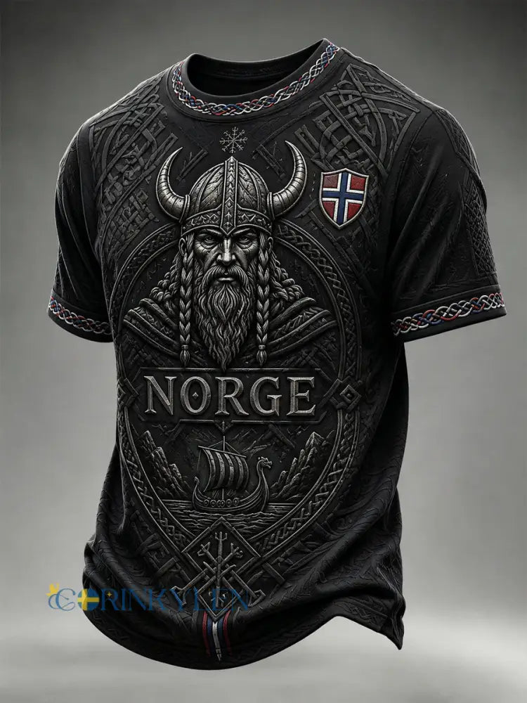 Retro norsk vikingklassiker T-shirt - som bild / S