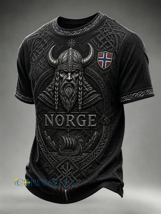 Retro norsk vikingklassiker T-shirt - som bild / S