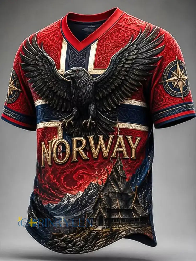 Retro norsk vikingkorv-kul t-shirt - som bild / S
