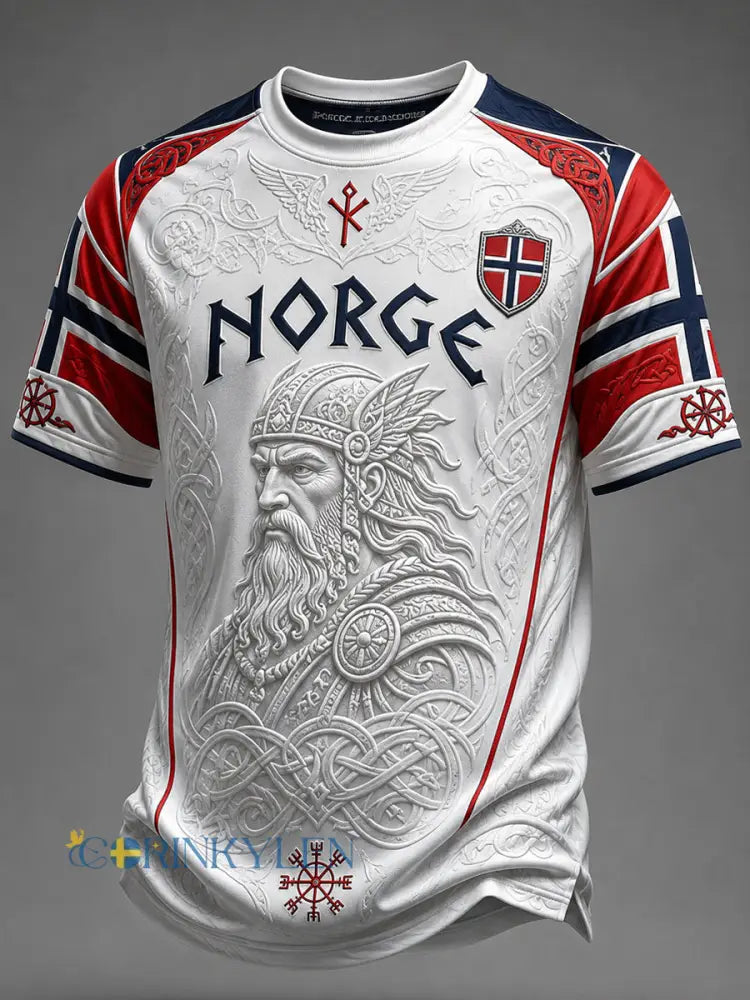 Retro norsk vikingkrigare keltisk ledig t-shirt - som bild / S