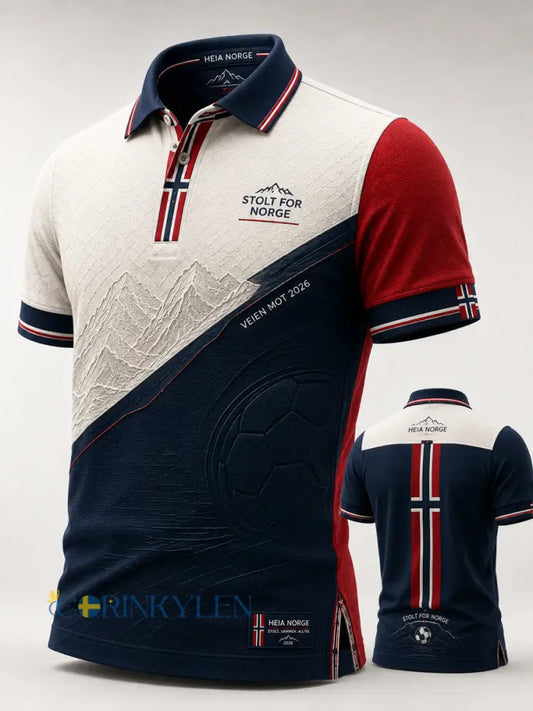 Retro norska 2026 fotboll snöberg konst Casual Polo tröja - som bild / S