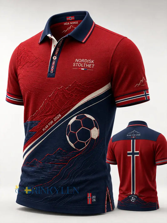 Retro norska 2026 fotboll snöfjäll Casual Polo tröja - som bild / S