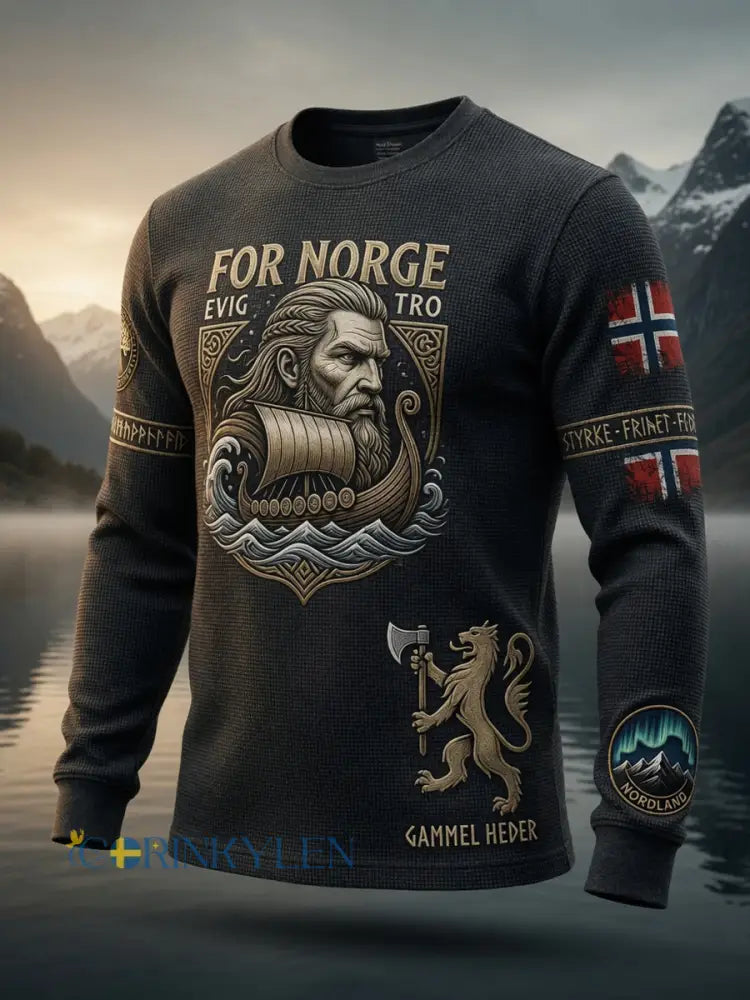 Retro Norska Art Totem Casual Våffle T-shirt - som bild / S
