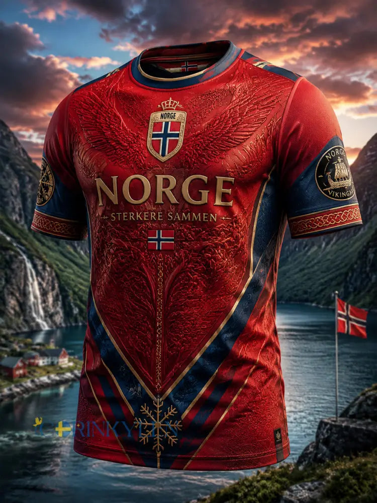 Retro norska fotboll med tema Patchwork Casual T-shirt - som bild / S