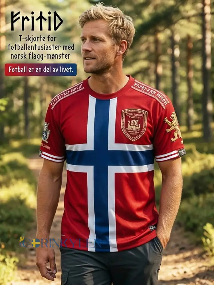 Retro norska fotbollsfläckande T-shirt