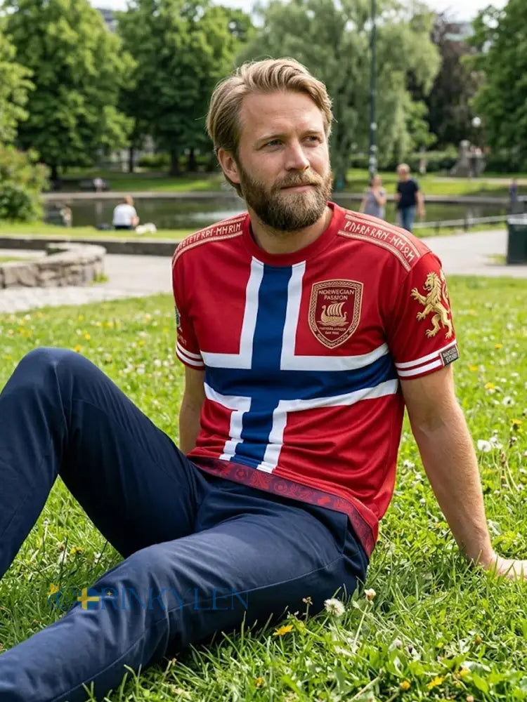 Retro norska fotbollsfläckande T-shirt